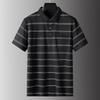 Dibinze Men's Mulberry Silk Blend Striped Polo Shirt