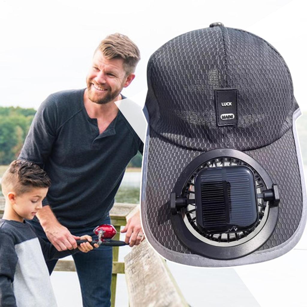 Summer Men Women Fan Baseball Hat Sun Block Baseball Hat with Solar Fan USB Charging Fan Breathable UV Block Outdoor Sunhats