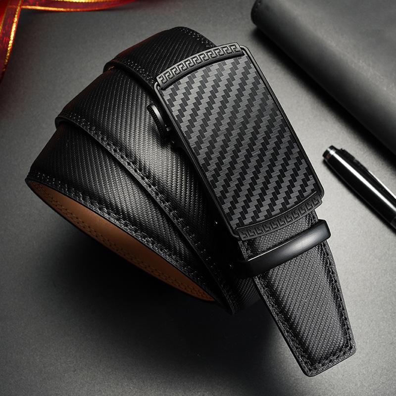 New Men's Belt Automatic Buckle Genuine Leather Cowhide Small Mat Belt Business Versatile Casual Young and Middle Aged Trouser Belt Men