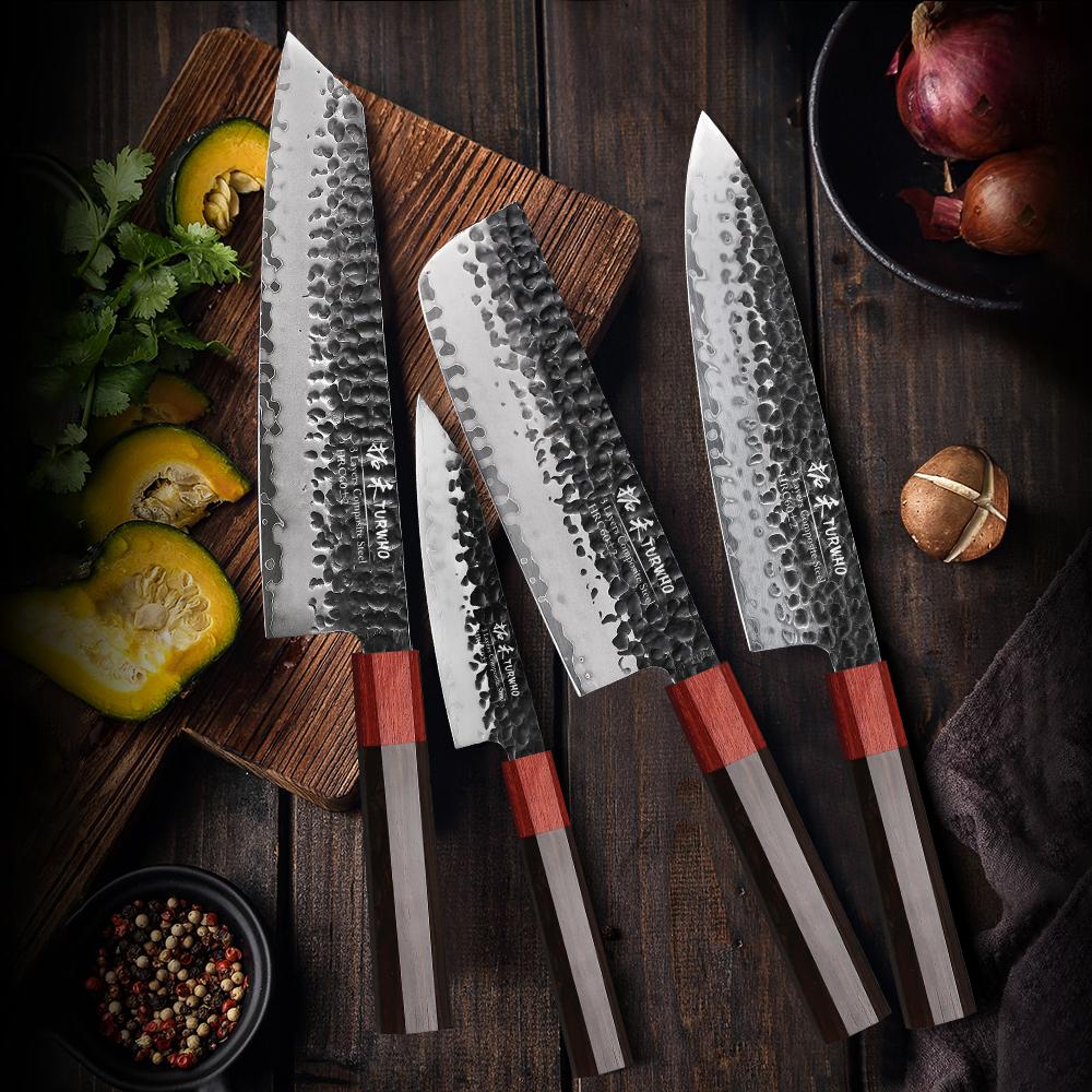 TURWHO Hand Forged Kitchen Knives 3 Layers Composite Steel Japanese Chef Knife Kiritsuke Nakiri Utility Kitchen Accessories