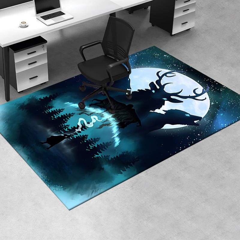 

Whispering Moonlit Forest: A Mystical Night Scene with Wolves and Spirits Office Mat Home Decor Office Desk Chair Rugs Chair Carpet for offi 60cm by 90cm