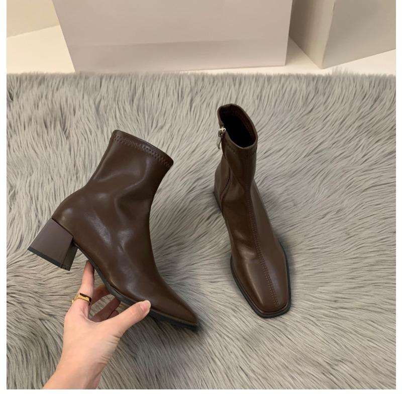 High-end Shoes, High Heels, Ankle Boots, Fleece New Boots, Women's Boots