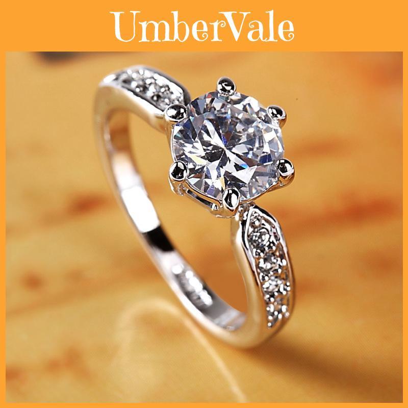 Elegant Womens Geometric White Copper Ring With Faux Diamond For Weddings And Engagements