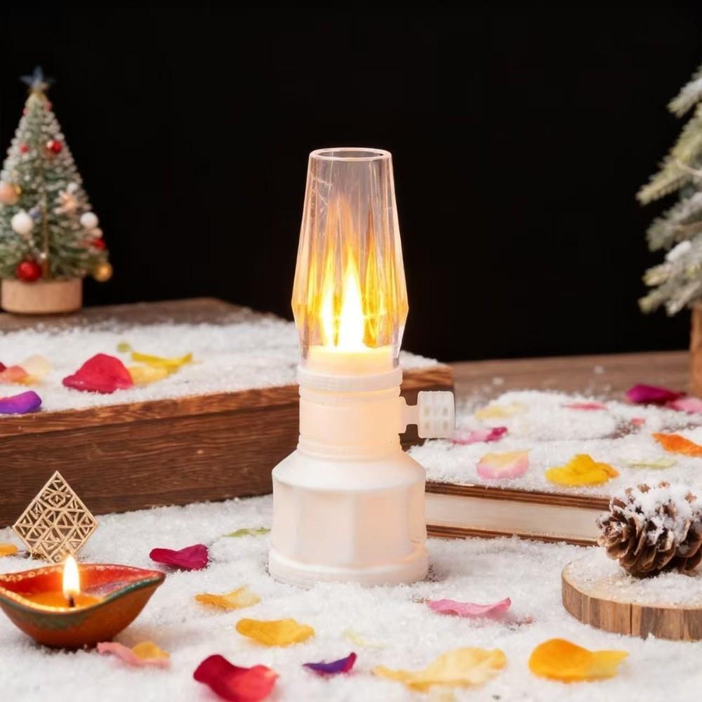 Vintage Battery Operated Electronic Lamp LED Light Clear Flameless Oil Lamp Flameless Candlestick Christmas Light