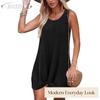 JPNTKY Women's Fashion Summer Spring Solid Color Print Sleeveless O-Neck Casual Dresses