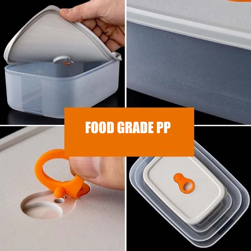 3 Packs Fresh-keeping Box Household Refrigerator Organizer Vegetable Fruit Storage Box Microwaved Heating Food Storage Portable Sealed Lunch Box