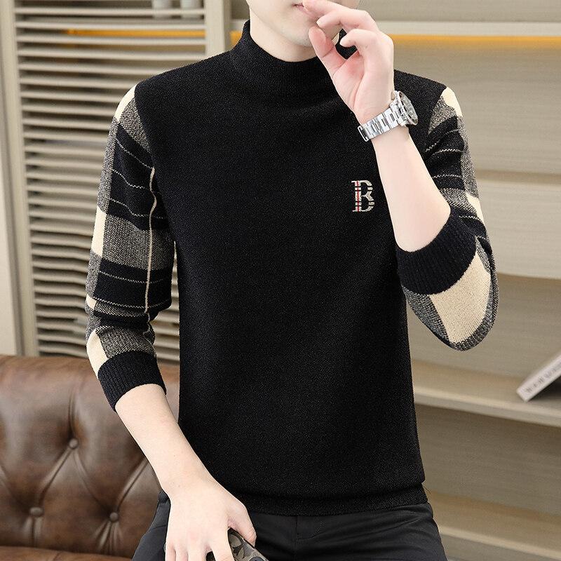 Hot Sale Winter New Fashion Thickened Semi-Turtleneck Men's Knitwear Thread