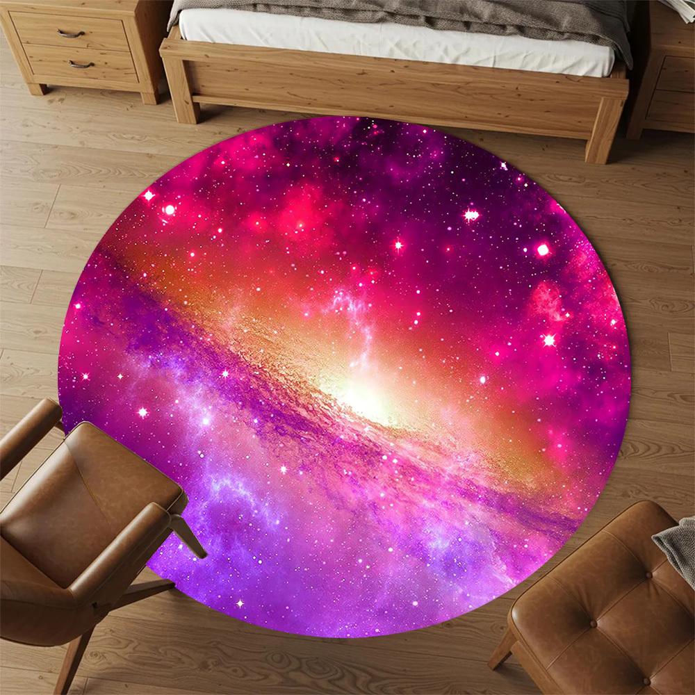 1pc galaxy space Round Chair mat Area Rug - Non-Slip, Floor Mat for Office, Bedroom, and Indoor Decor c1118207