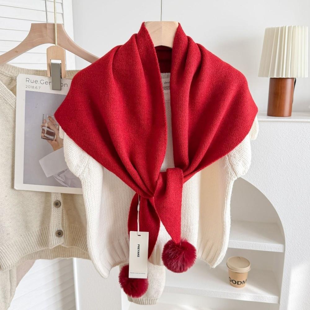 Soft Thick Triangle Knit Scarf Cross Tie Shoulder Cover for Cold Weather Casual Wear