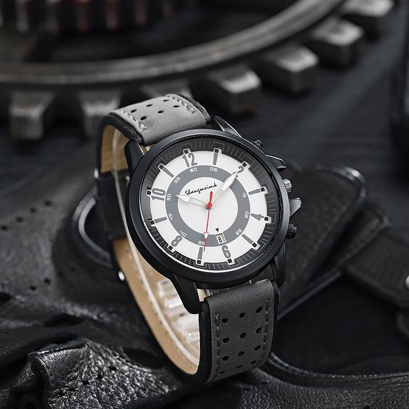 Ceasuri de mână pentru bărbați, de înaltă calitate, casual, cu curea din cuarț, simplu, cu cadran rotund mare, calendar, gol, cu curea mată