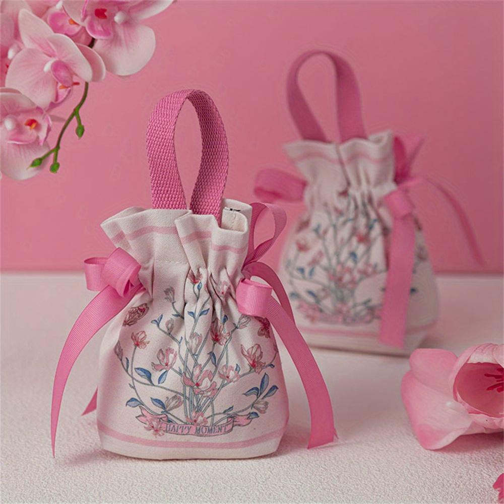 Retro Flower Handheld Candy Bags Wedding Gifts Packing Bags Portable Drawstring Candy Storage Bags Wholesale New 2024