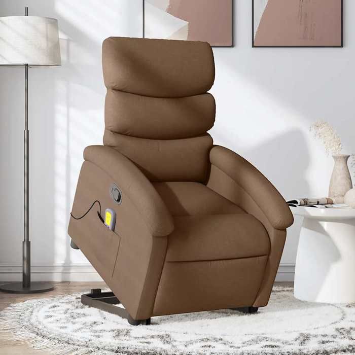 VidaXL Reclining Massage Armchair Brown Fabric 3203994