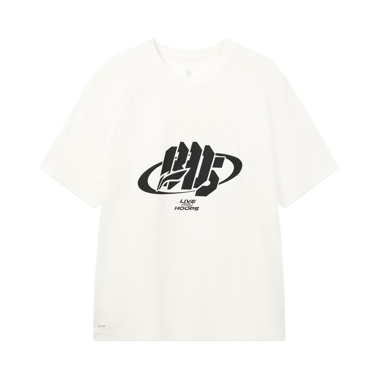 Li Ning BADFIVE T Shirts Men s Ivory Crew Neck Moderate ATSW381-4 3XL