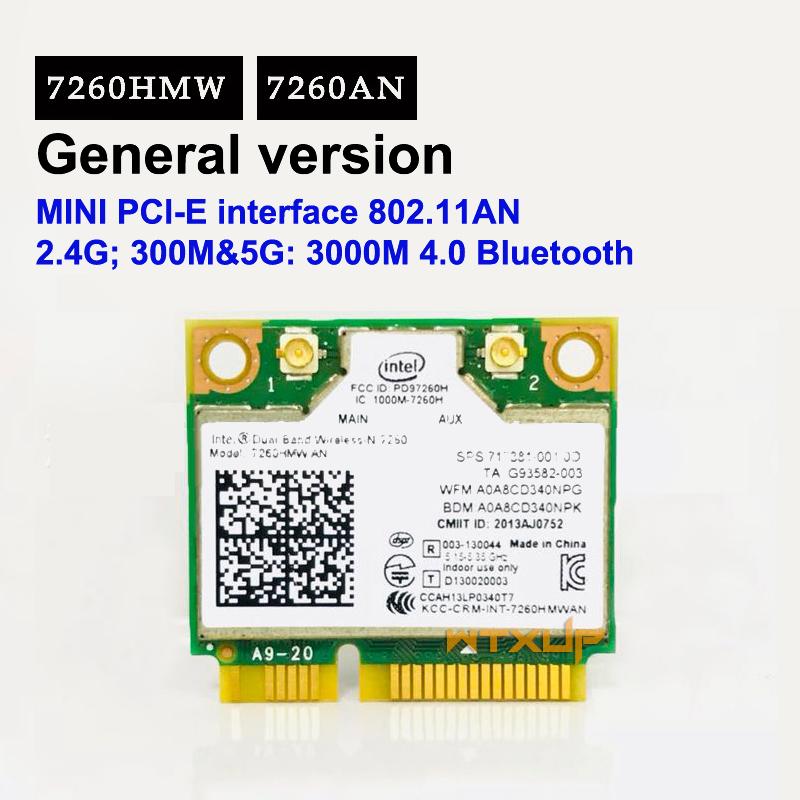 1Pcs Metal Mini PCI-E Dual-Band 2.4G/5Ghz Wireless Network Card AC 7260 7260HMW Bluetooth 4.0 802.11a/b/g/n