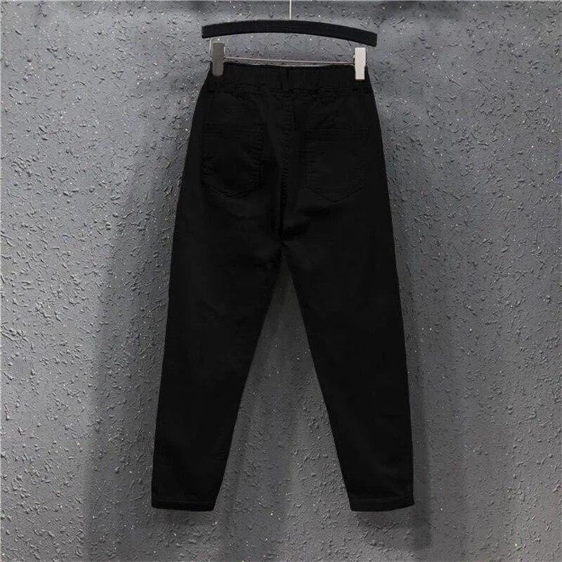 Jeans Harem hasta el Tobillo Casual Elástico Cintura Alta Pantalones Básicos
