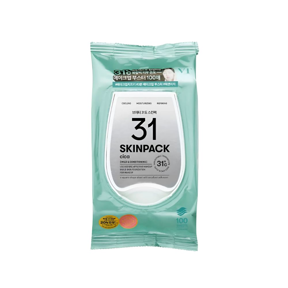 VT Cosmetics Mild 31.0 Skin Pack 100ea 210g Morning Quick Mask for Deep Calming Cica and Skin Temperature Drop