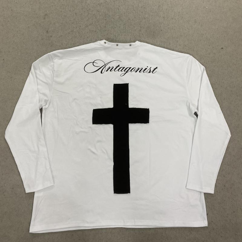 European and American Y2K Street Harajuku Gothic Design Cross Patch Long Sleeve T-shirt