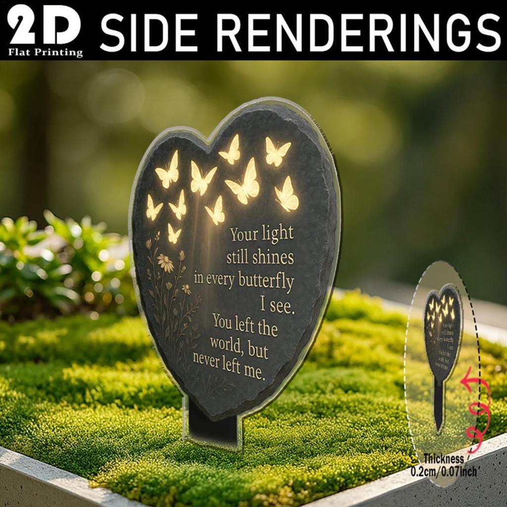 Butterfly Memorial Stake Black Waterproof Acrylic Grave Marker For Loss of Mother Memorial Plaques Cemetery Decor Garden Stake