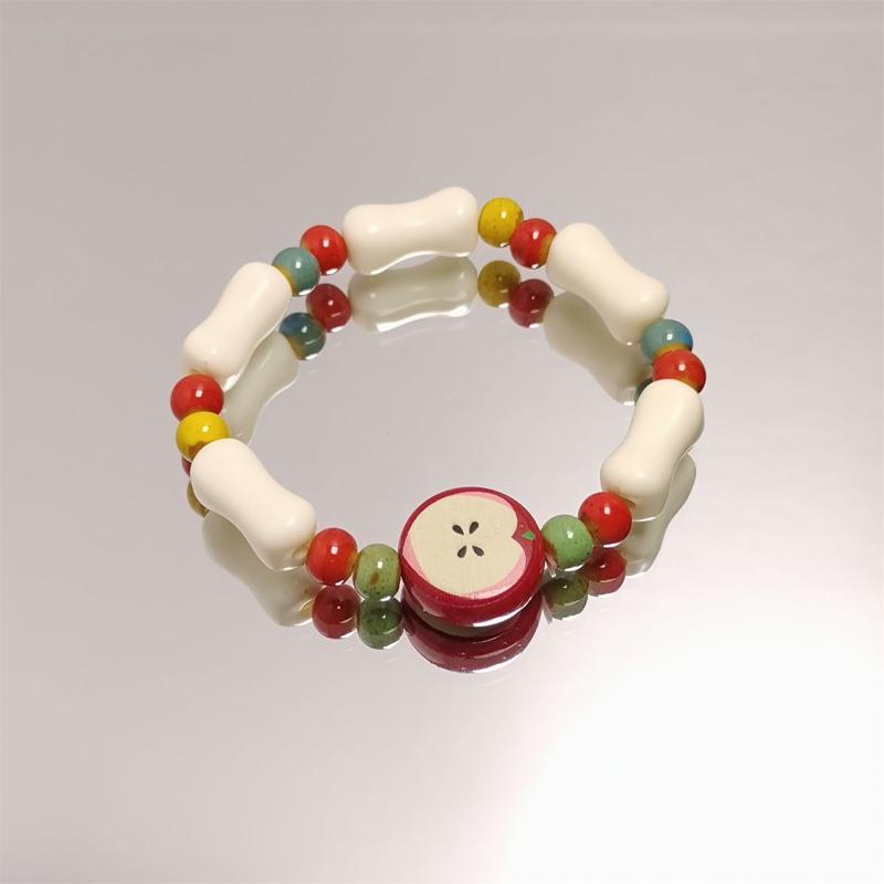Retro Apple Bead Bracelet Cute Color Mixed Star Women Bracelet Fashion Design Jewelry Trend Bracelet Accessories Gift