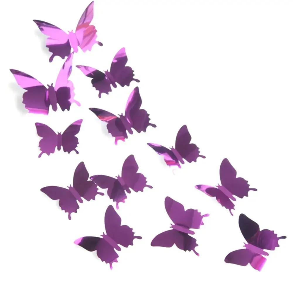 12 Sztuk/partia 3D Motyl Lustro Naklejka Ścienna Naklejka Wall Art Wymienny Dekoracje Ślubne Naklejka Dekoracji Pokoju Dziecięcego