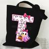 Halloween personalized print student canvas bag tutoring bag 26 letters fashion shoulder bag women large capacity