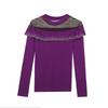 Spring Autumn Long-Sleeved Women's T-shirt Fashion Shiny Ruffles Diamonds Tops Femme Sexy Perspective Mesh Tees Clothes