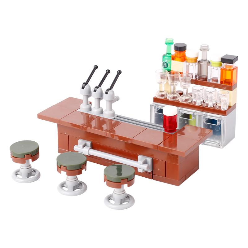 MOC Bricks Accessories City Supermarket Shop Store Building Blocks Street View Drink Food Vegetable Food Dessert Blocks Printed