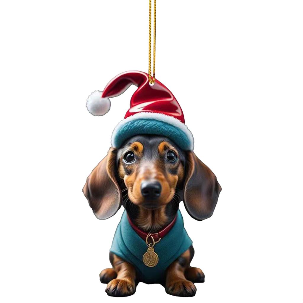 Whimsical Cartoon Dog Car Hangers Decors Car Pendant Bright Christmas Tree Ornament Add Touch of Cuteness To Holiday