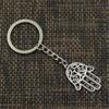 Fashion Hamsa Palm Protection 35x24mm Pendant 30mm Key Ring Chain Silver Color Men Car Gift Souvenirs Keychain