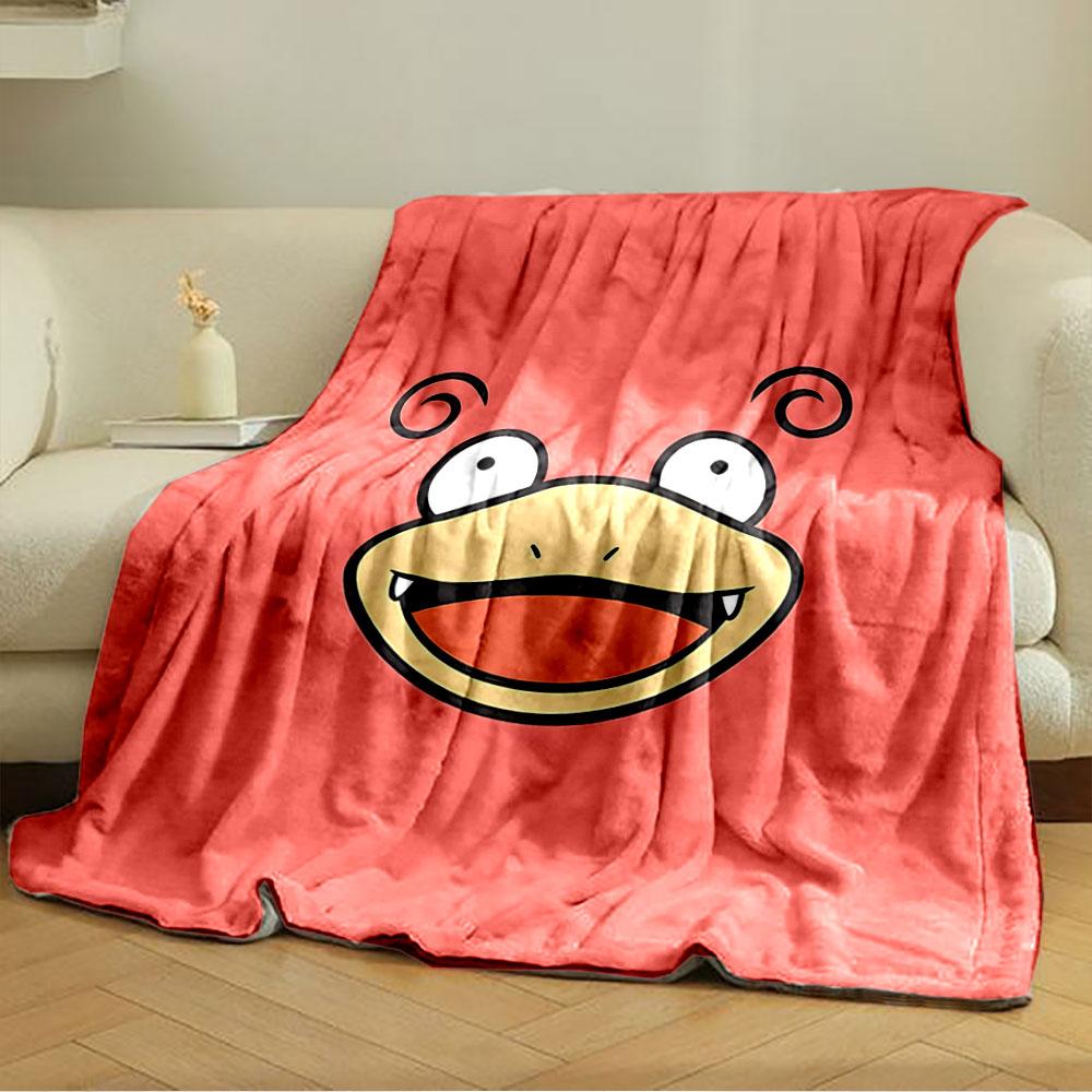 A Cartoon Face with Swirly Ears, Wide Eyes, and an Open Smiling Mouth. for All Seasons Blanket Lunch Break Throw Gift