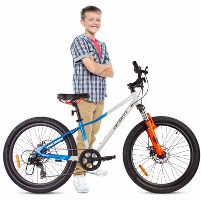 Youth Mountain Bike Mtb 24 Inches For Boy Girl For First Communion Shimano 7 Gears With Shock Absorber Wide Tires Calix White Blue