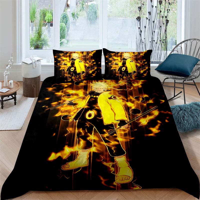 NARUTO Shonen Manga Print Bedding Set – Duvet Cover Set – Luxury Gift for Teens, Fits Double/Single Beds
