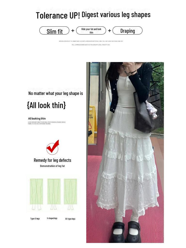 Gonna Lunga A-Line da Ballo a Vita Alta Bianco Torta per Donna - Elegante Gonna Lunga Voluminosa per Primavera, Estate e Autunno 2025