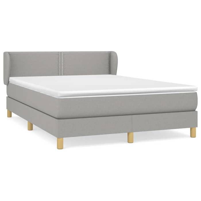 VidaXL Divan Bed with Mattress Light Grey 140x190cm Fabric - Model 3126717