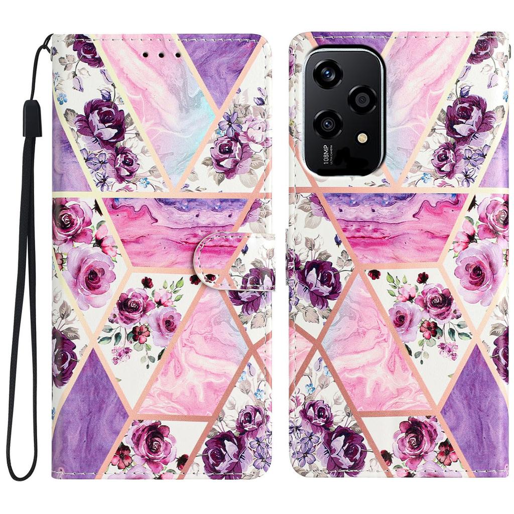 For Honor 200 Lite Wallet Case PU Leather Pattern Printing Stand Phone Cover with Strap