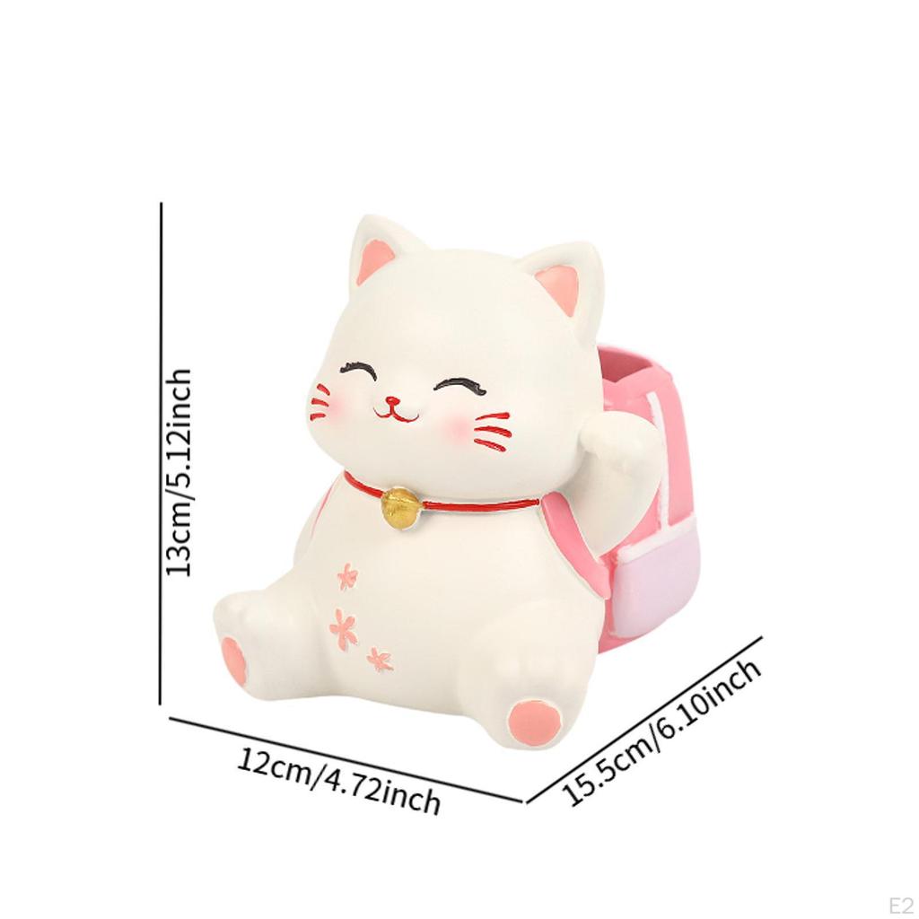 Cat Pencil Holder Decoration Multifunctional Cute Resin Desk Organizer Makeup Brush for