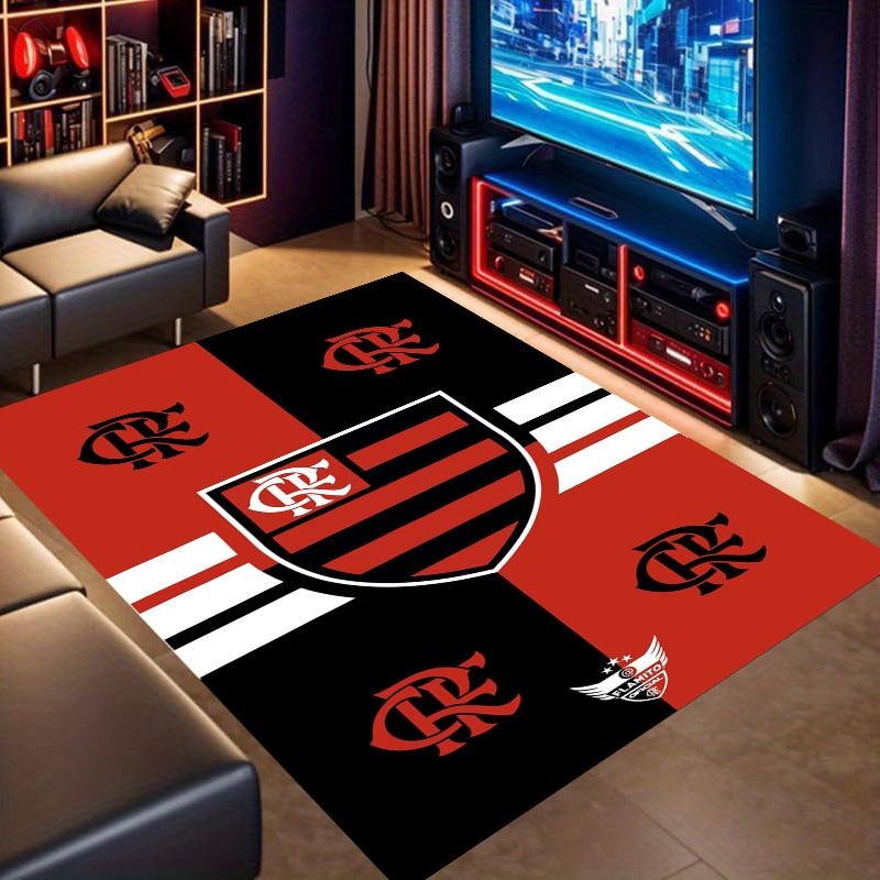 Flamengo Club Crest Red Black Print Area Rug Brazil Soccer Non‑Slip Rectangular Floor Mat Football Fan Bedroom Gaming Room Home Decor Rug