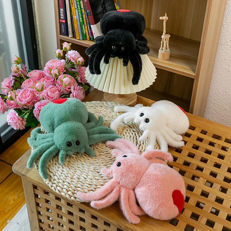 25cm Simulation Animals Realistic Color Spide Plush Toy Soft Stuffed Animal Cartoon Little Spider  Plushi Doll for Kid Xmas Gift