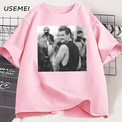 Camiseta Daddy de Pedro Pascal para Hombre y Mujer Vintage de los 90 con Gráfico Algodón Manga Corta Cuello Redondo Streetwear Ropa de Hombre Y2k Tops