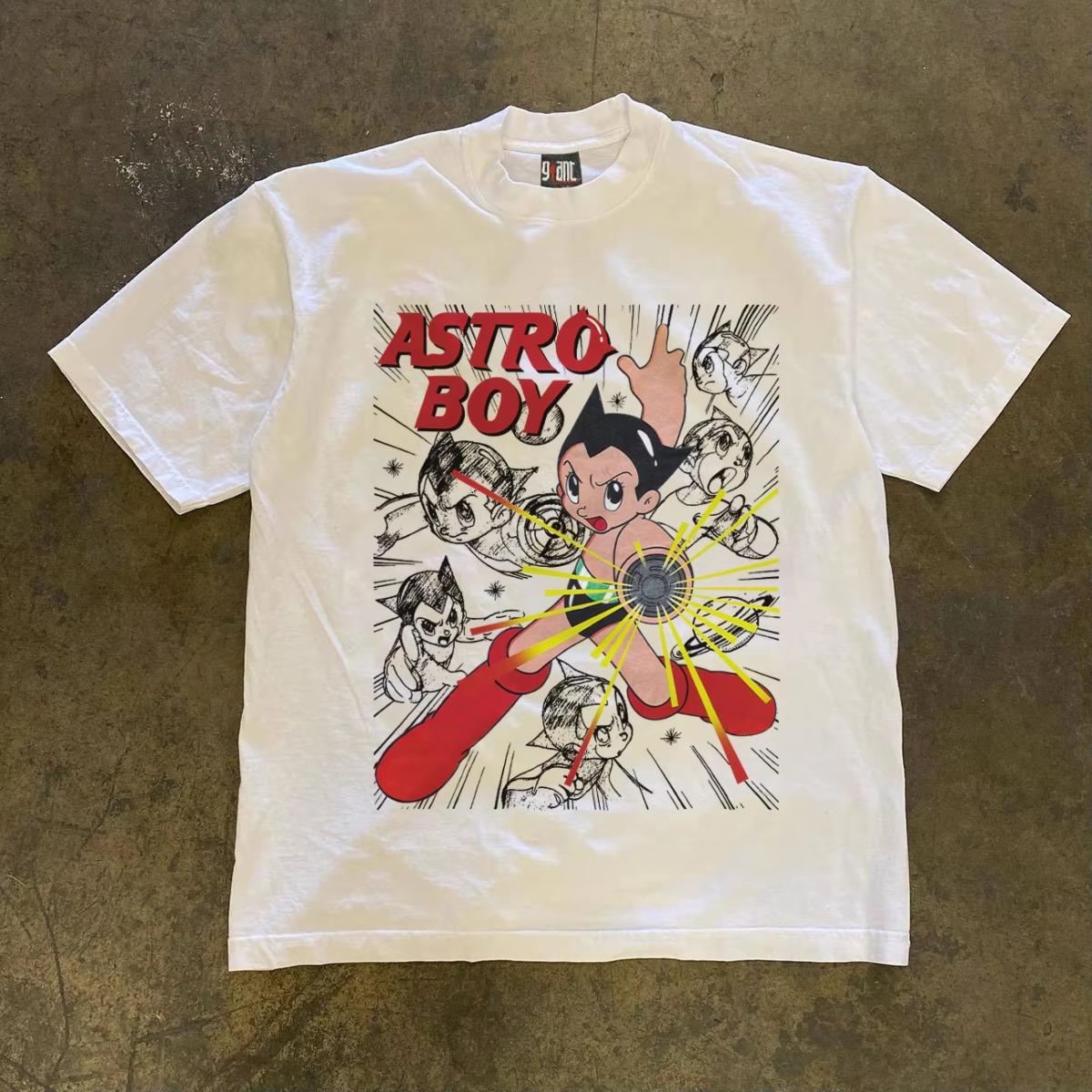 Japan Classic Anime Tetsuwan Atomu Manga Cartoon Graphic Print T-shirt Men Women Loose Casual Oversized Streetwear Y2K Harajuku Cotton Summer New Tee 4XL