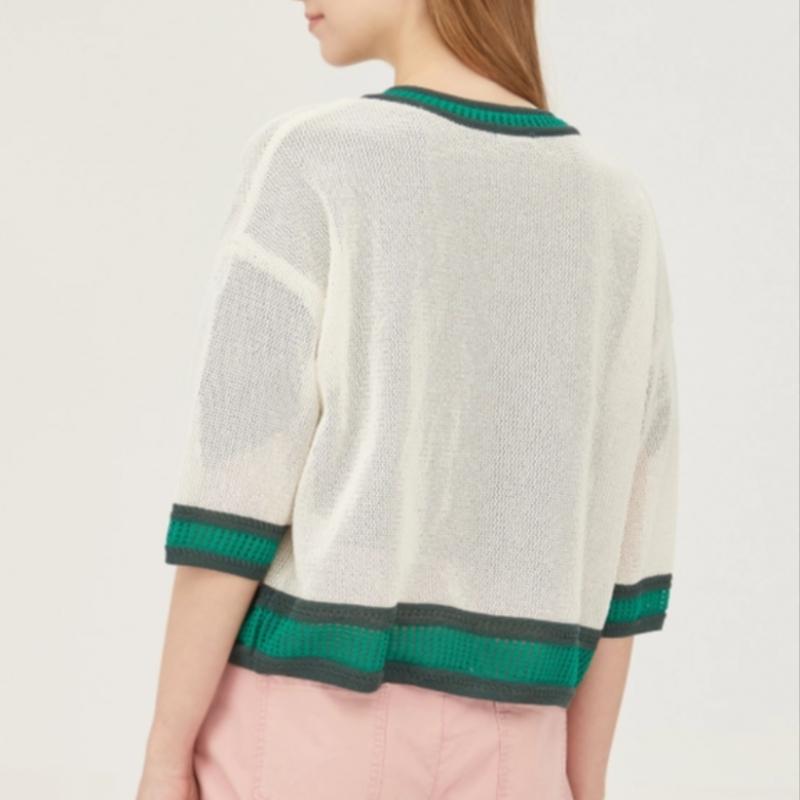 [Benetton] Benetton Round Palm Tree Knit Zip Up Bakcb2531