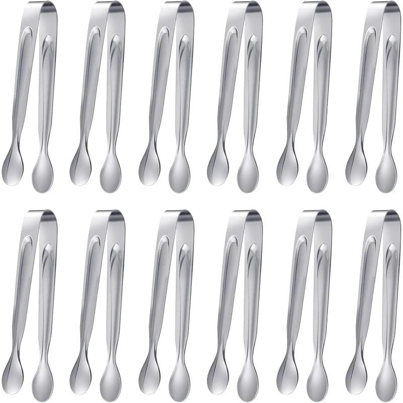 Mini servírovací kleště, 304 nerezová ocel malé kleště na předkrmy, 11cm kleště na led kleště na cukr na předkrmy dezerty kbelík na led, čajový dýchánek, kávový bar