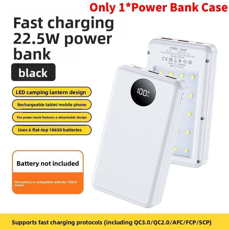 Portable Battery Case With Wireless Charging And Camping Light For Outdoor Use