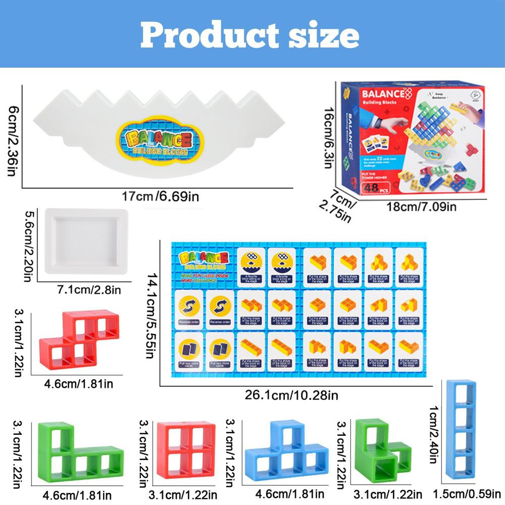 48PCS Tetra Tower Building Blocks Balance Stacking Games Toys for Kids Adults Friends Classroom Family Board Game and Fun Party