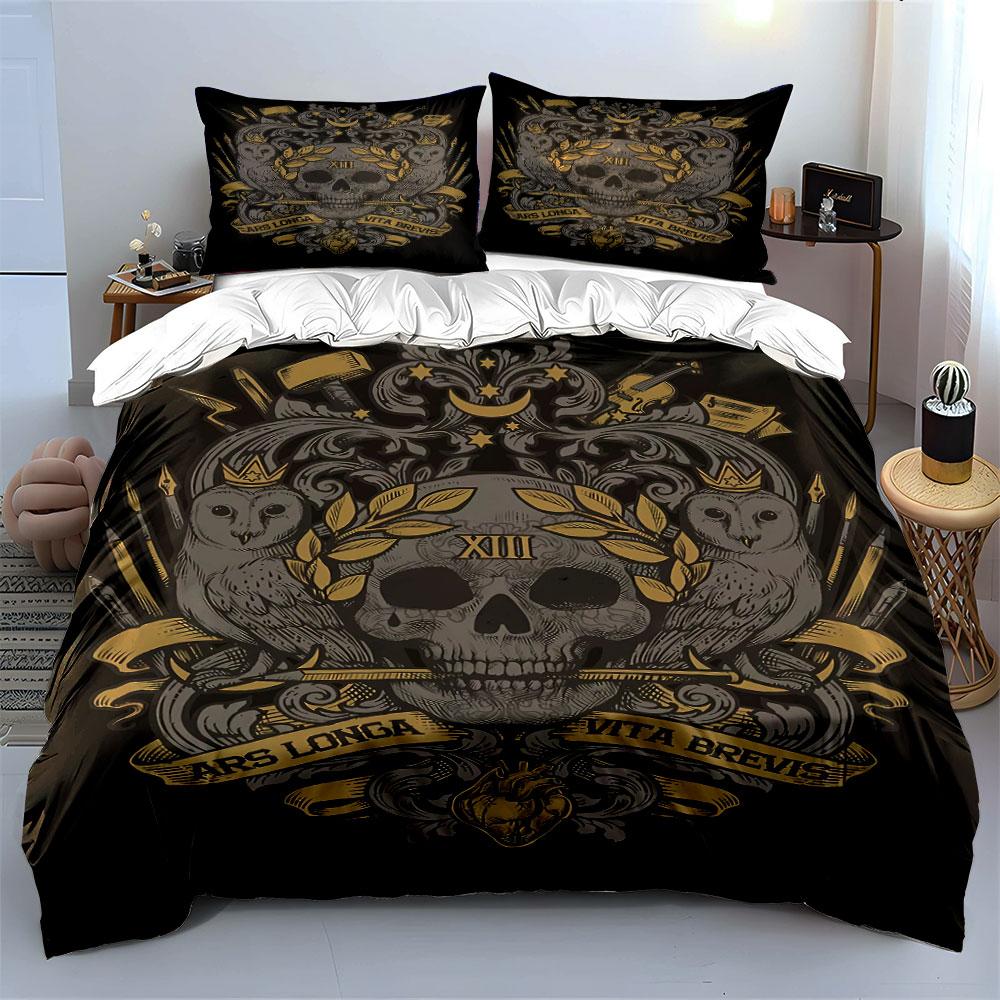 Skull, owls, laurel wreath. Bedding sets Duvet cover sets Duvet covers Pillowcases(1* Duvet Cover 2* Pillowcases without duvet insert)