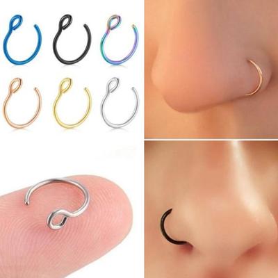 1 Par Anillo de Nariz Falso en Forma de U Color Oro Piercings para la Nariz Moda Anillo de Nariz Simple Joyería Unisex Regalos