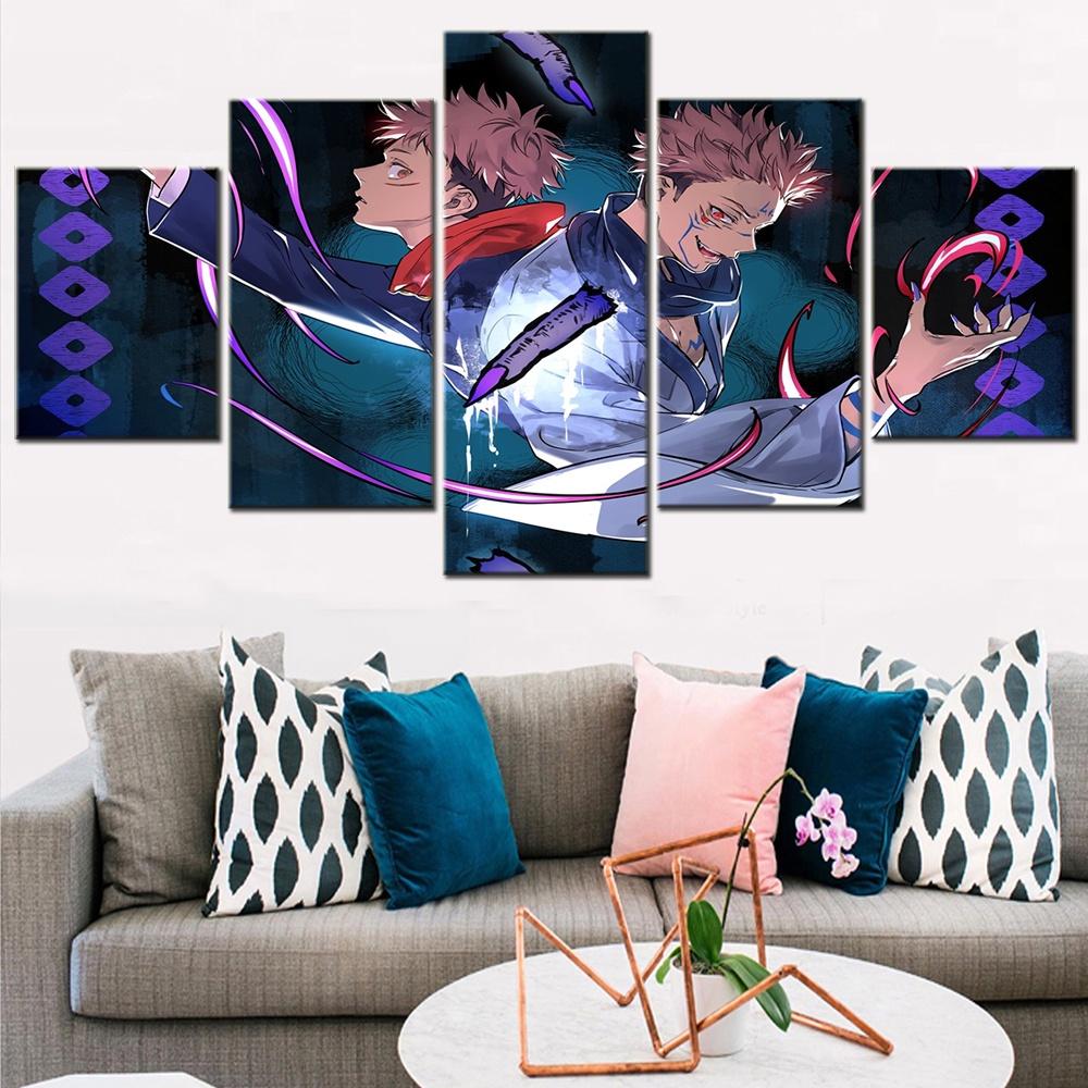 5 Pieces Canvas Wall Arts Animation Poster Painting Jujutsu Kaisen Series-3 Home Decor Wallpaper Picture Print Living Room Mural