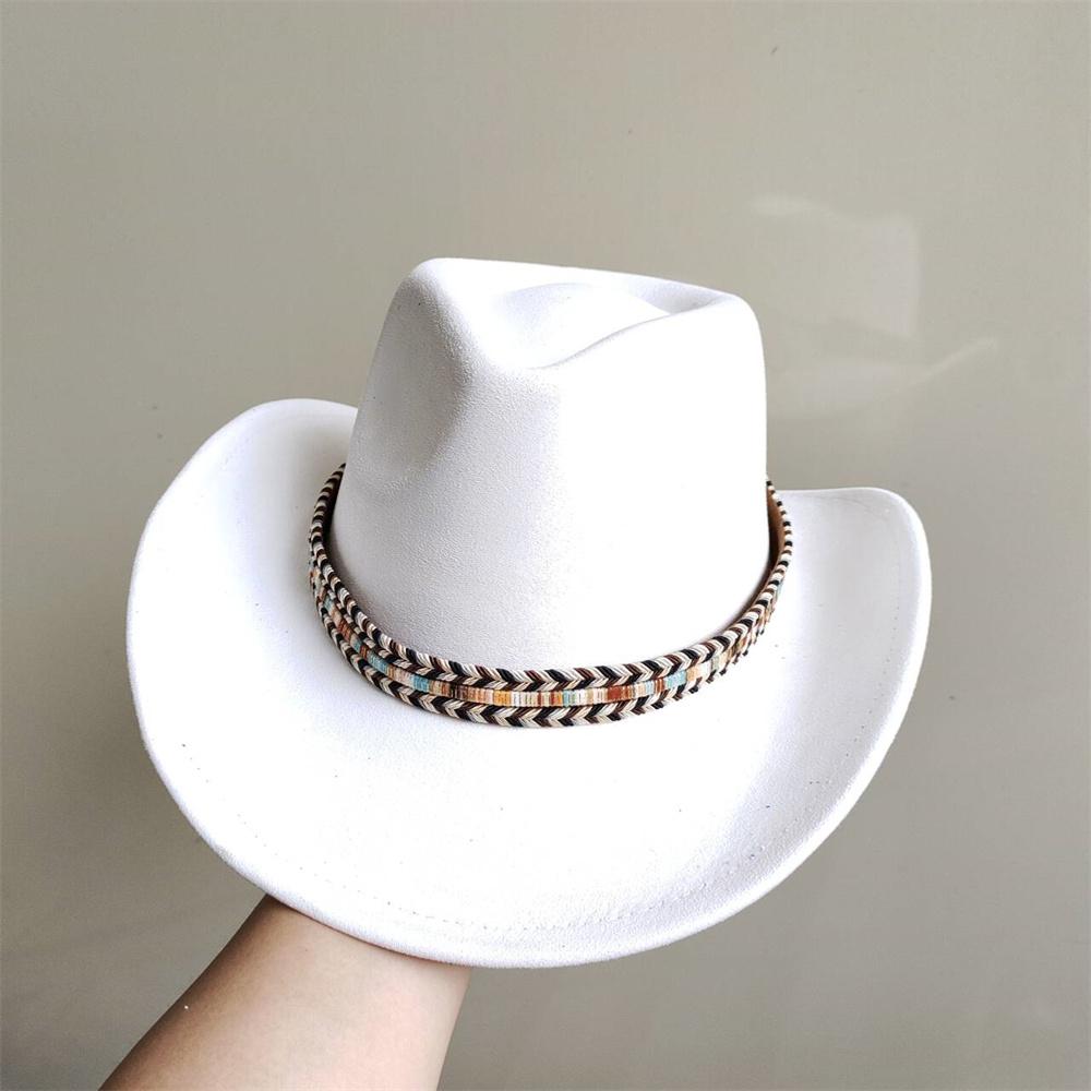 New Blue Suede Hat 7.5Cm Western Cowboy Women'S Fedora Hat Men'S Church Jazz Hat Fashion Travel Party Hat Denim Hat