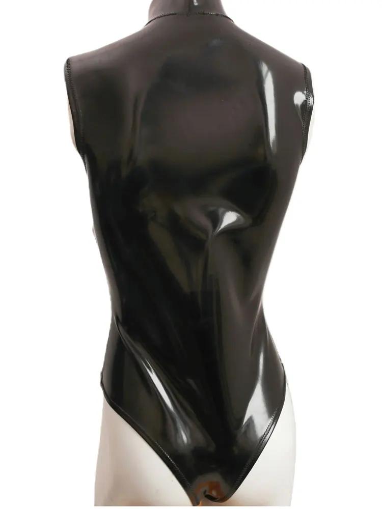 Sexy Women Pu 3D Bust High Cut Bodysuit Latex Ammonia Shaping Sexy Tights Open Crotch Pvc Shiny Cosplay Maid Leotard Plus Size