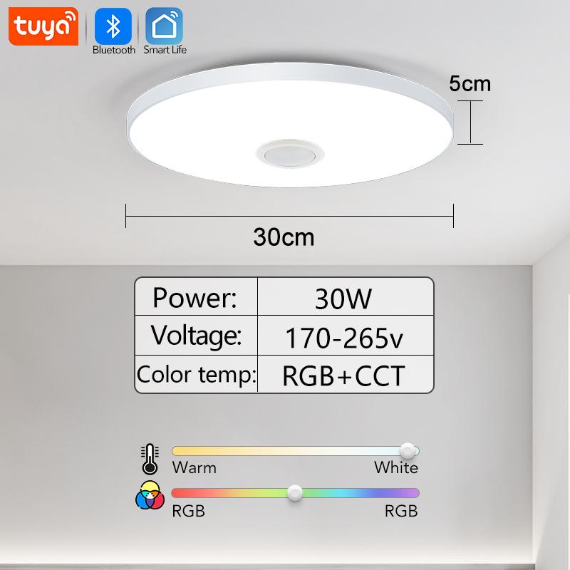MARPOU Smart Bluetooth LED Round Ceiling Light RGBCW Tuya APP Dimmable with Music Speaker Home Bedroom Living Room Ambient Light
